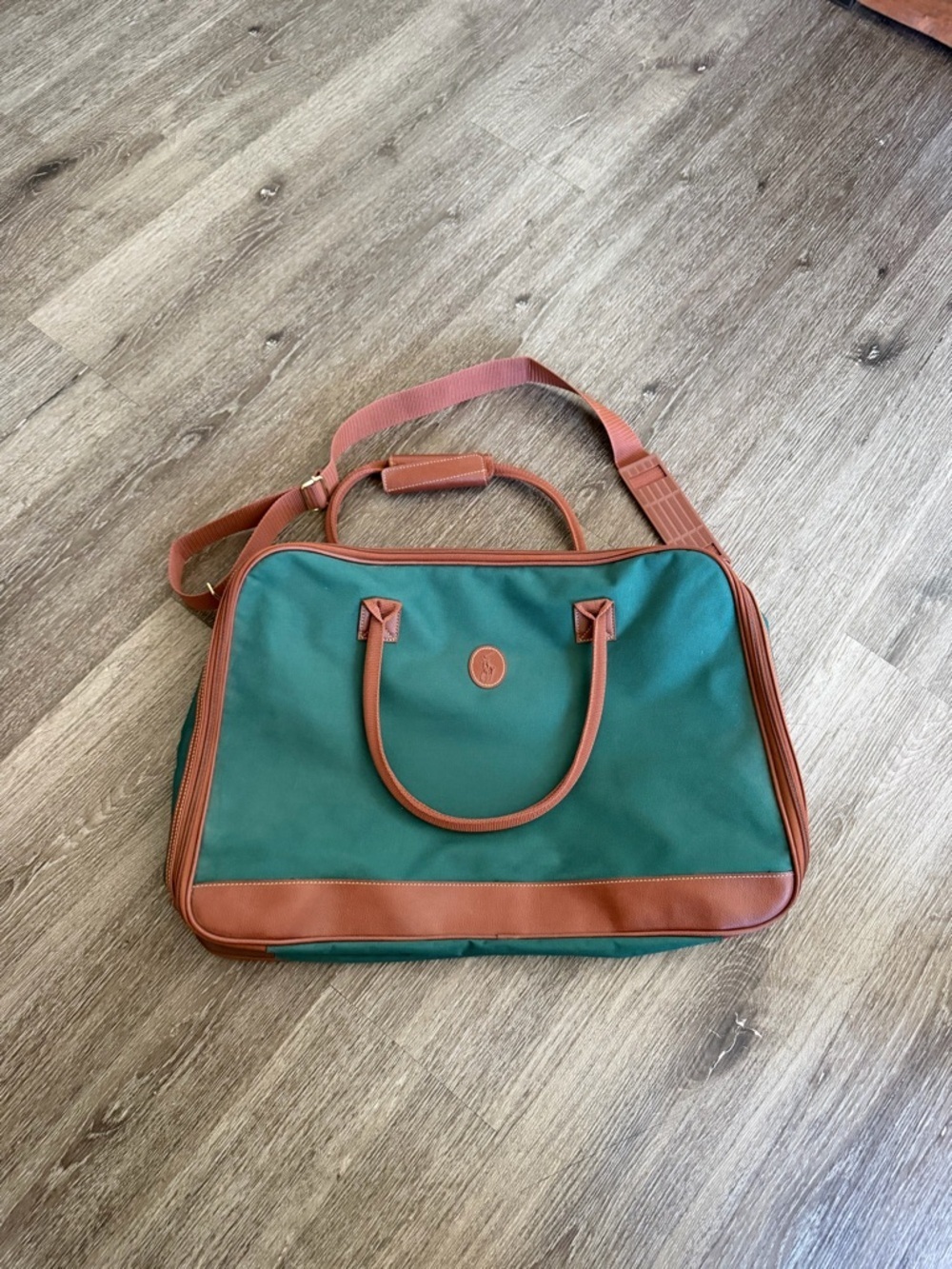 Ralph Lauren Green and Brown Travel Tote with Shoulder Strap - Picture 1 of 7
